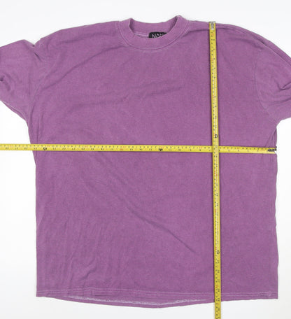 BoohooMAN Men's Purple Long Sleeve Graphic Skull T-Shirt Size L