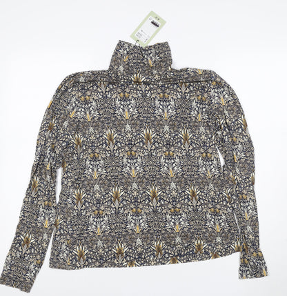 H&M Women’s Multicoloured Roll Neck Floral Jersey Top Size L