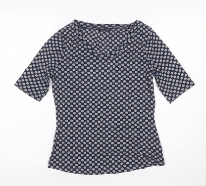 Marks and Spencer Womens Blue Floral Cotton T-Shirt Size 12