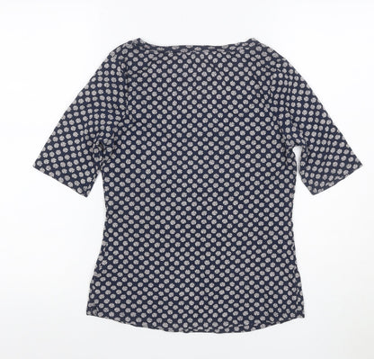 Marks and Spencer Womens Blue Floral Cotton T-Shirt Size 12