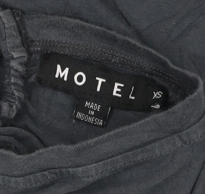 MOTEL Womens Black XS Cropped Long Sleeve Tie Back Top