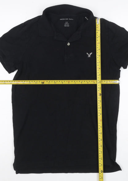 American Eagle Men’s Black Slim Fit Polo Shirt Size S