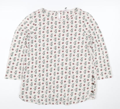 Fat Face Women’s Ivory Floral 3/4 Sleeve Cotton Tunic Blouse Size 12