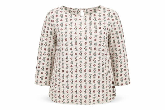 Fat Face Women’s Ivory Floral 3/4 Sleeve Cotton Tunic Blouse Size 12