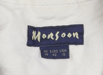 Monsoon Womens Beige Linen Blend Suit Jacket Size 14 Classic Style
