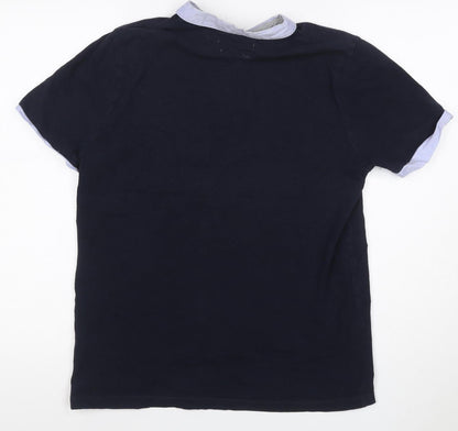 The Spitalfields Shirt Co. Men's Blue Henley Short Sleeve Cotton T-Shirt M