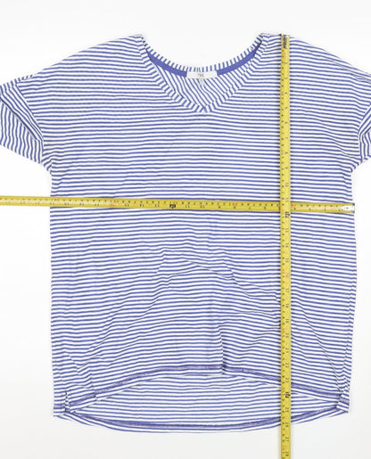 Next Women's Blue Striped Long Sleeve V-Neck Cotton T-Shirt Size 16