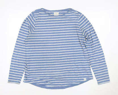 Fat Face Women's Blue Striped Long Sleeve Cotton T-Shirt Size 16