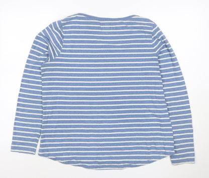 Fat Face Women's Blue Striped Long Sleeve Cotton T-Shirt Size 16