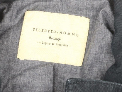 SELECTED HOMME Men's Blue Cotton Casual Jacket Size S