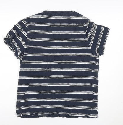 Farah Unisex Blue Striped Cotton Crew Neck T-Shirt M