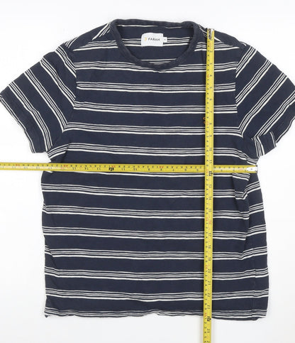 Farah Unisex Blue Striped Cotton Crew Neck T-Shirt M