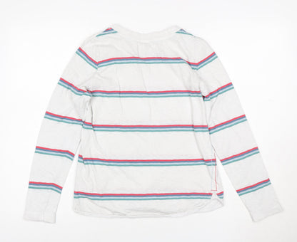 White Stuff Women’s White Striped Long Sleeve Cotton T-Shirt Size 10