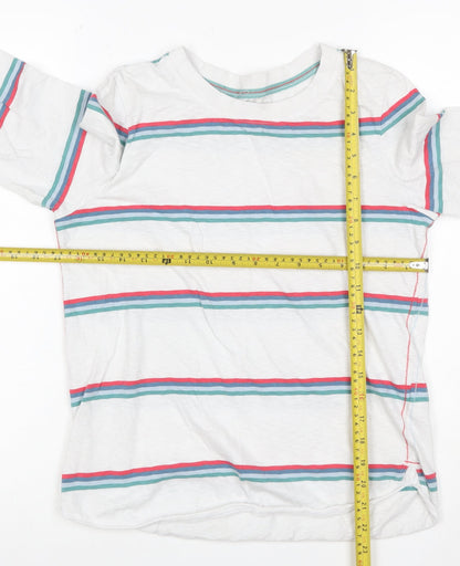 White Stuff Women’s White Striped Long Sleeve Cotton T-Shirt Size 10