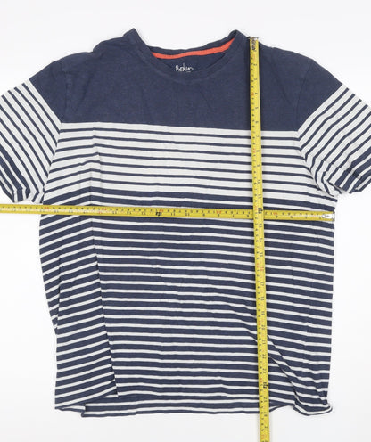 Boden Women Blue Striped Cotton Crew Neck T-Shirt L