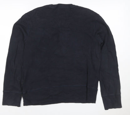Massimo Dutti Women’s Blue Long Sleeve Henley Cotton Top Size S
