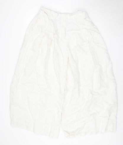 Marks and Spencer Autograph Women Ivory Wide-Leg Linen Trousers Size 16
