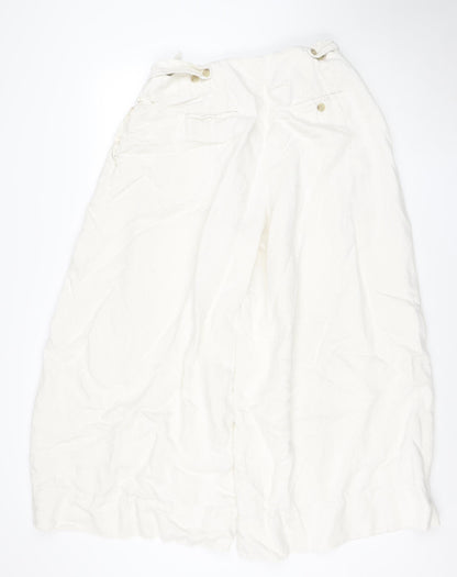 Marks and Spencer Autograph Women Ivory Wide-Leg Linen Trousers Size 16