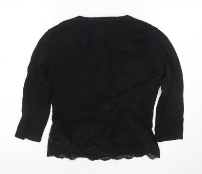 Karen Millen Women’s Black Lace Wrap Blouse Size 12