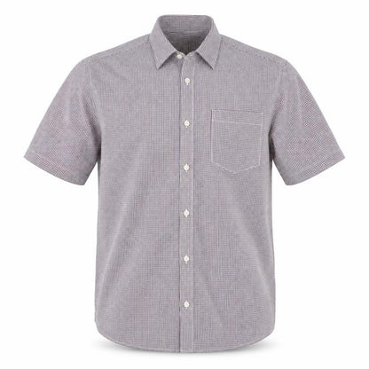 Marks & Spencer Men's Purple Check Short Sleeve Button-Up Shirt L