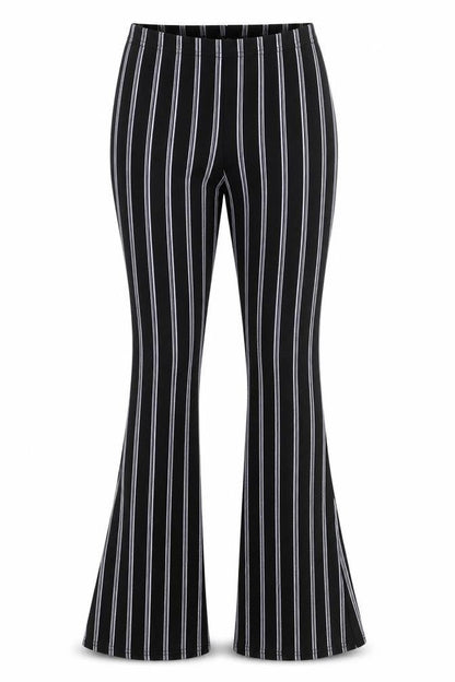 Boohoo Women's Black Striped Flared Slim Trousers Size 6