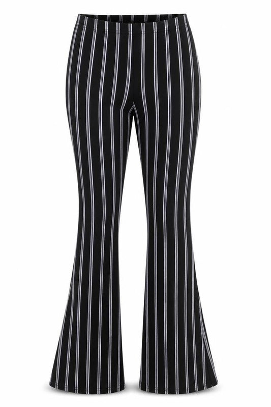 Boohoo Women's Black Striped Flared Slim Trousers Size 6