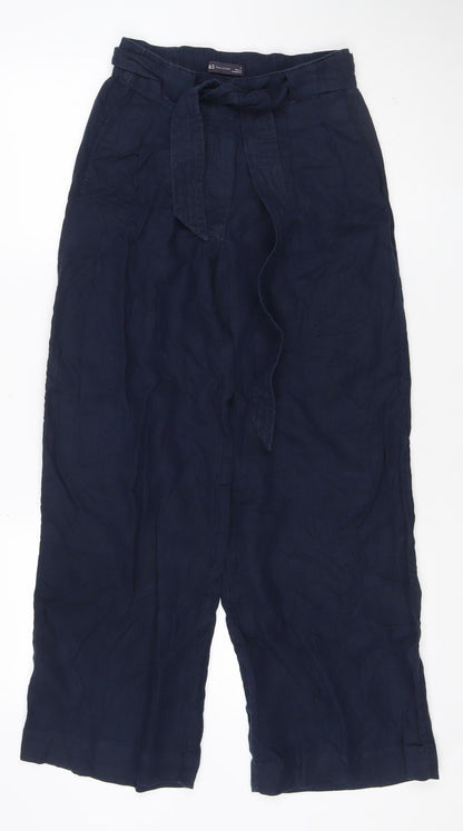 Marks and Spencer Women’s Blue Linen Blend Cropped Trousers Size 8