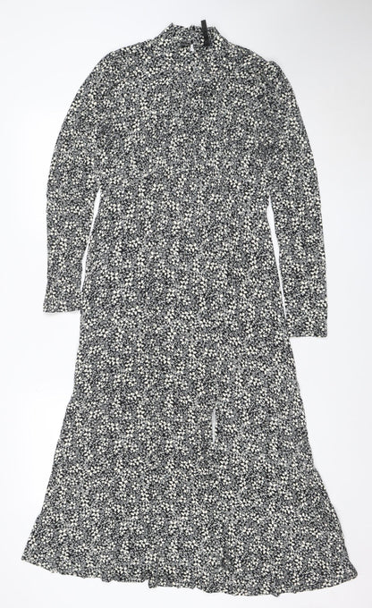 Forever New Women's Black Floral Midi Wrap Dress Size 10