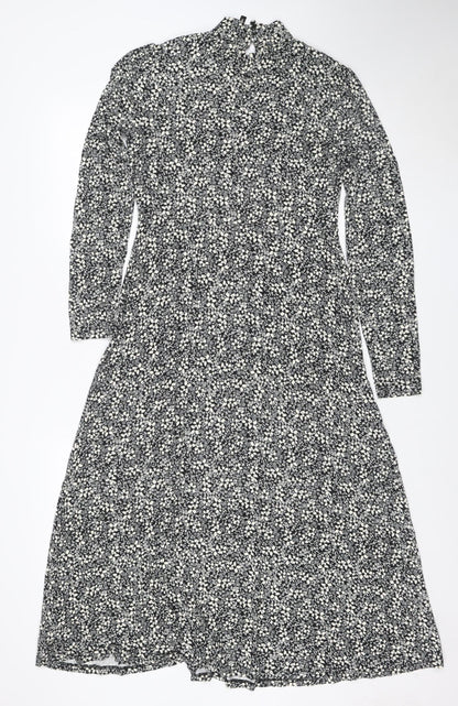 Forever New Women's Black Floral Midi Wrap Dress Size 10