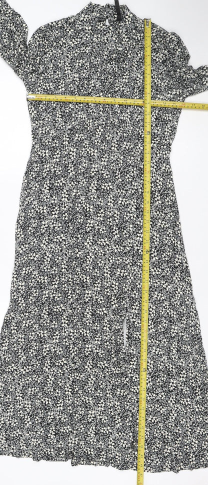 Forever New Women's Black Floral Midi Wrap Dress Size 10