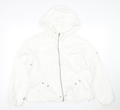 Eddie Bauer Womens White XL Hooded Ripstop Cotton Anorak Jacket