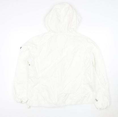 Eddie Bauer Womens White XL Hooded Ripstop Cotton Anorak Jacket