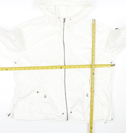 Eddie Bauer Womens White XL Hooded Ripstop Cotton Anorak Jacket