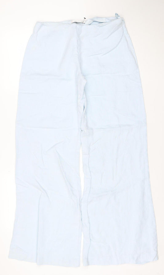 Nougat London Women's Light Blue Linen Wide-Leg Trousers Size 10