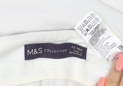 Marks and Spencer Women Ivory Regular Fit Trousers Size 22