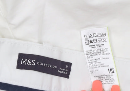 Marks and Spencer Women White Straight Leg Jeans Size 8 Regular Fit