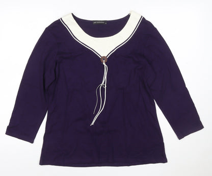 Just Elegance Women's Purple 3/4 Sleeve V-Neck Tunic Blouse Size 18
