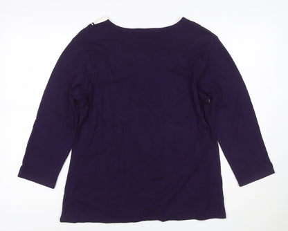 Just Elegance Women's Purple 3/4 Sleeve V-Neck Tunic Blouse Size 18