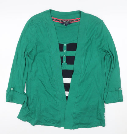 Maine New England Women's Green Size 14 Striped Long Sleeve T-Shirt