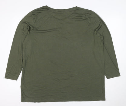 Marks and Spencer Women’s Green Star Print 3/4 Sleeve T-Shirt Size 20