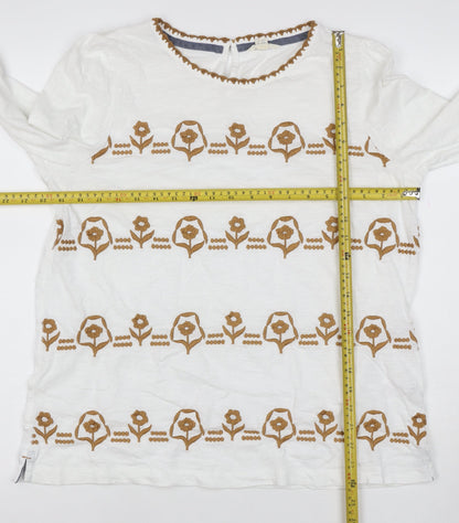 White Stuff Women's White Embroidered Long Sleeve Cotton Tunic UK 16