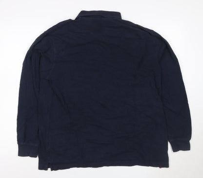 Cotton Traders Men's Navy Long Sleeve Polo Shirt Size L 100% Cotton