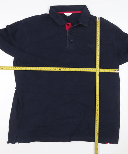 Cotton Traders Men's Navy Long Sleeve Polo Shirt Size L 100% Cotton
