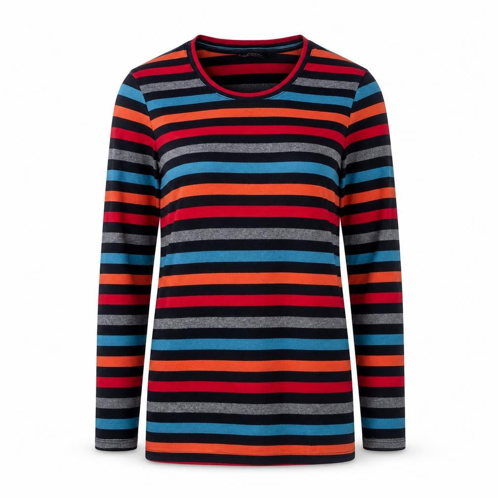 Hobbs Women's Multicoloured Striped Cotton 3/4 Sleeve T-Shirt S