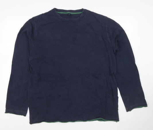 Boden Men's Blue Long Sleeve Crew Neck Cotton T-Shirt Size M