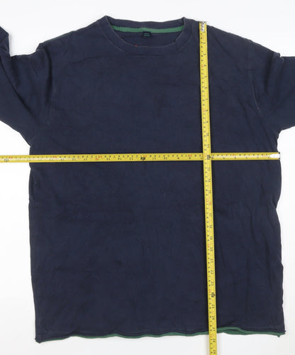 Boden Men's Blue Long Sleeve Crew Neck Cotton T-Shirt Size M
