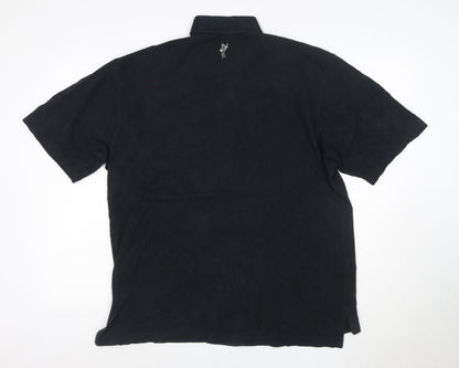 Ashworth Men's Black Cotton Golf Polo Shirt Size M Regular Fit