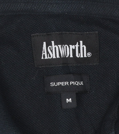 Ashworth Men's Black Cotton Golf Polo Shirt Size M Regular Fit
