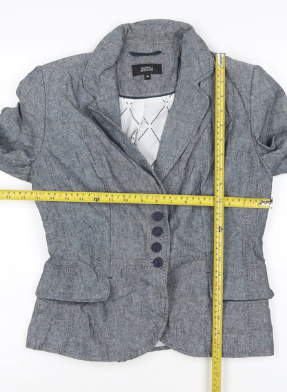 Marks and Spencer Women's Grey Linen Blend Blazer Jacket Size 10