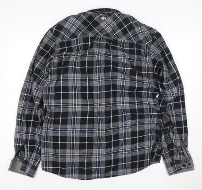 Jack & Jones Men’s Blue Check Flannel Long Sleeve Button-Up Shirt XL